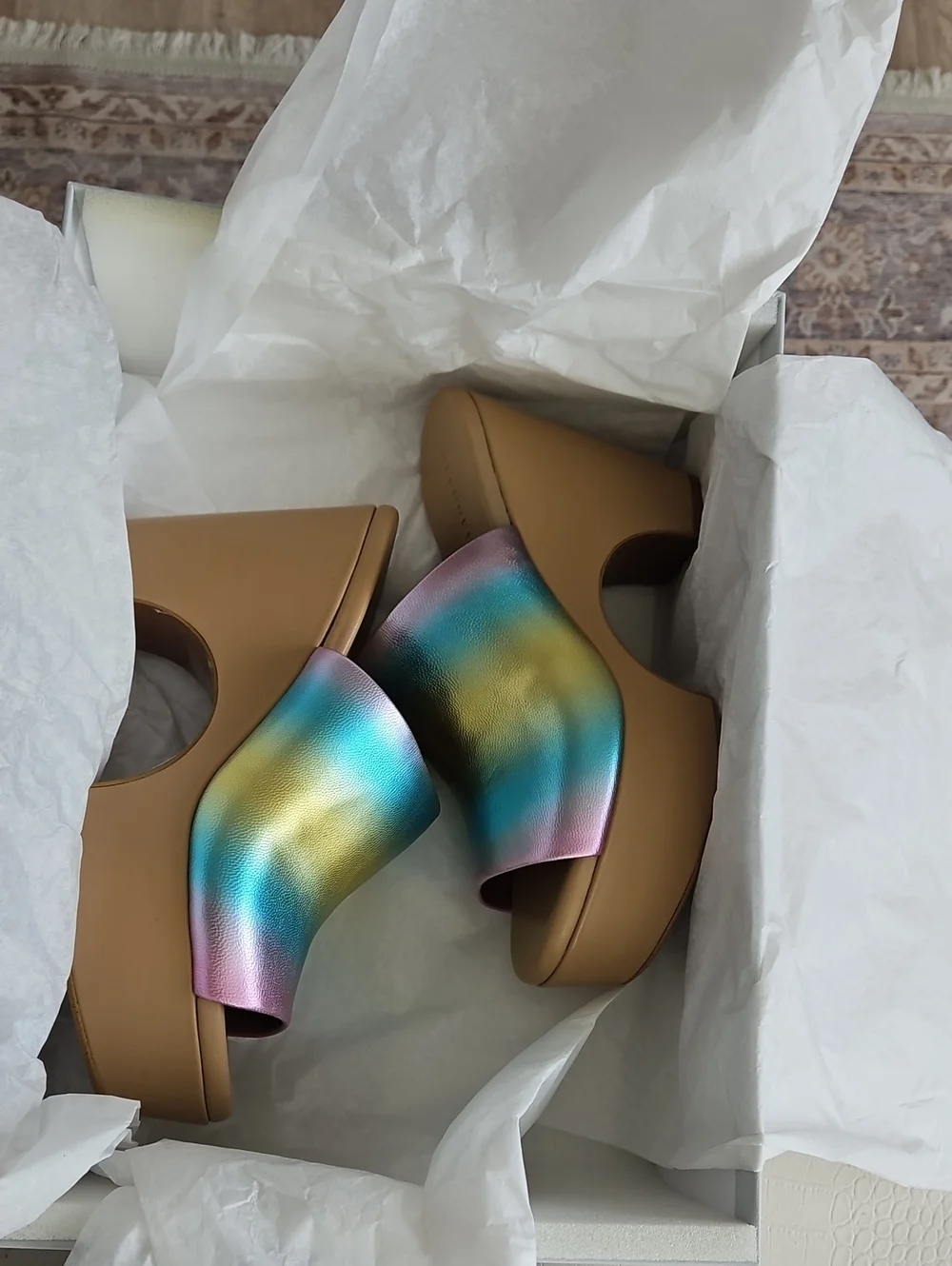 Vera Multicolor Pastel Platform Sandals 9.5